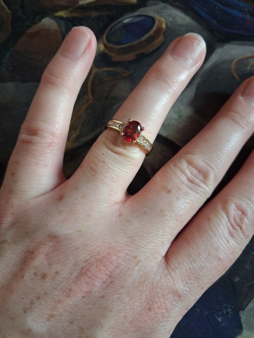 Red stoned ring